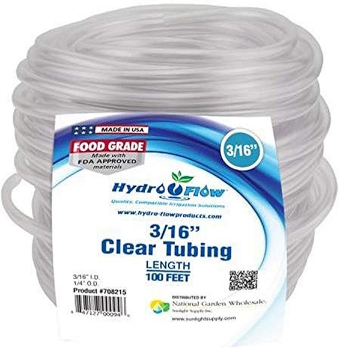 HydroFlow Vinyl Tubing 3/16" ID 100ft - Clear