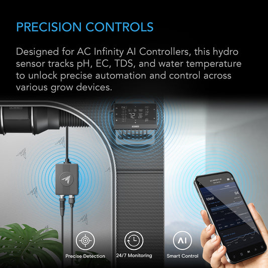 AC Infinity AI Hydro Sensor, for pH, EC, TDS and Water Temp Data Tracking AC-HDS3