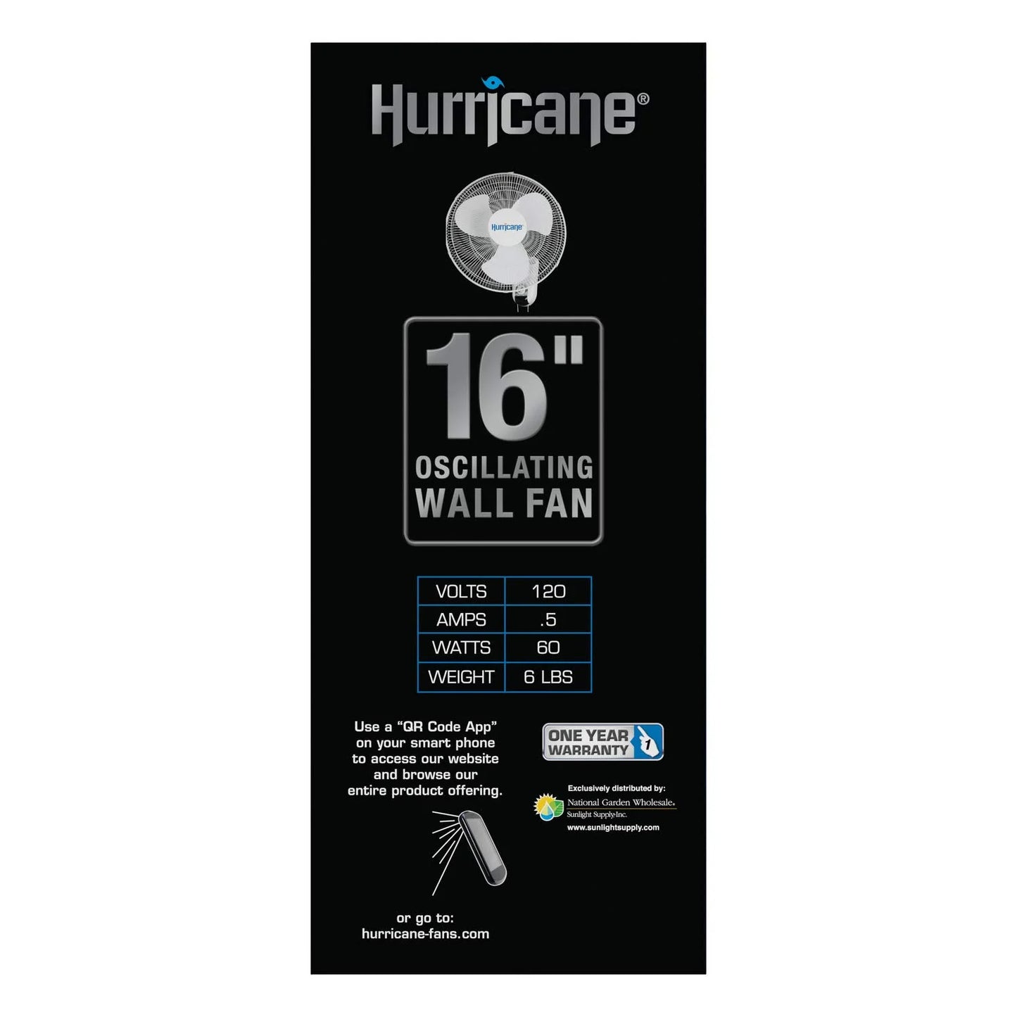 Hurricane® Classic Oscillating Wall Mount Fan 16"