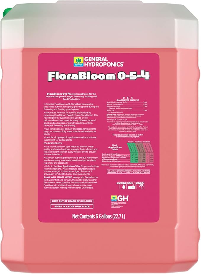 General Hydroponics FloraBloom, 0-5-4, 6 Gallon