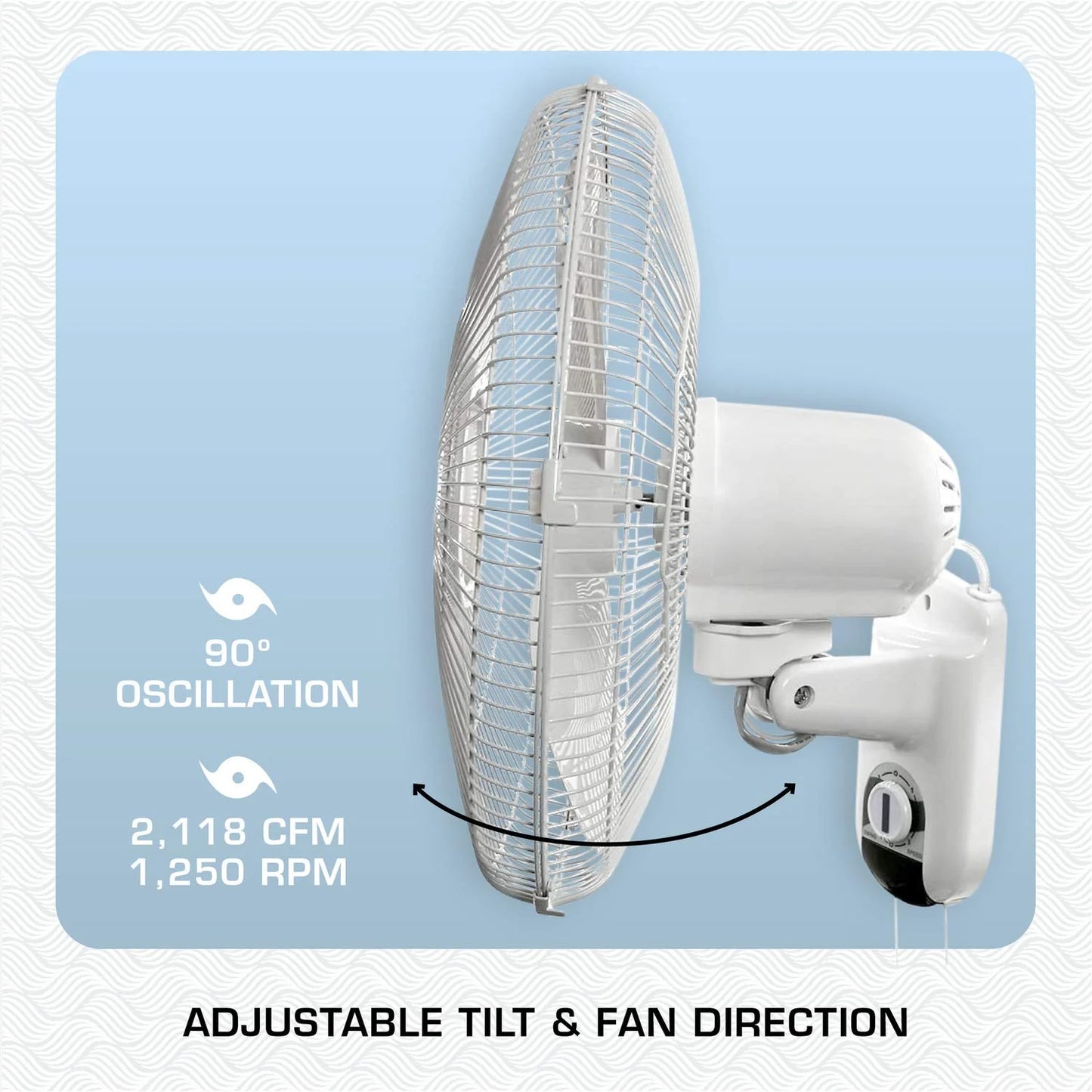 Hurricane® Classic Oscillating Wall Mount Fan 16"