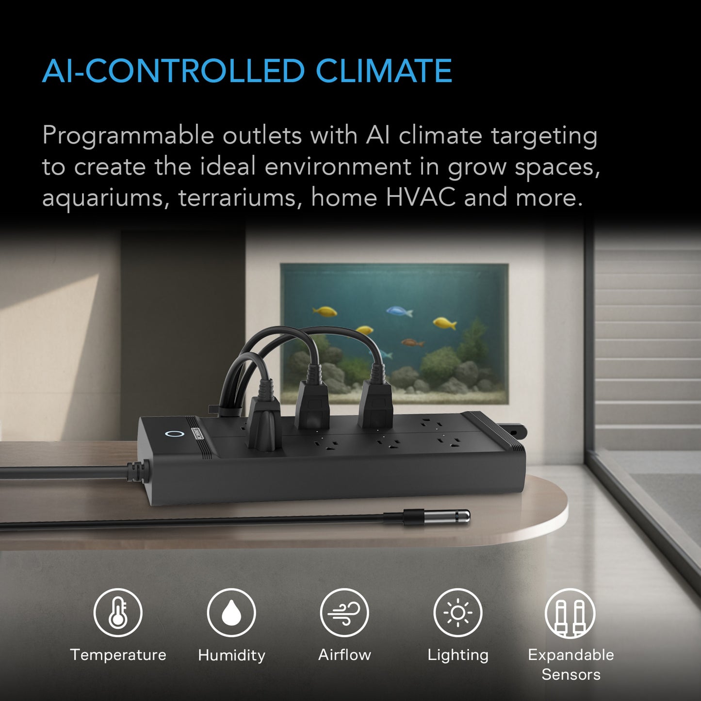 AC Infinity OUTLET AI+, Environment Controller 8-Outlet, with Temp Humidity VPD Sensor AC-ADA8