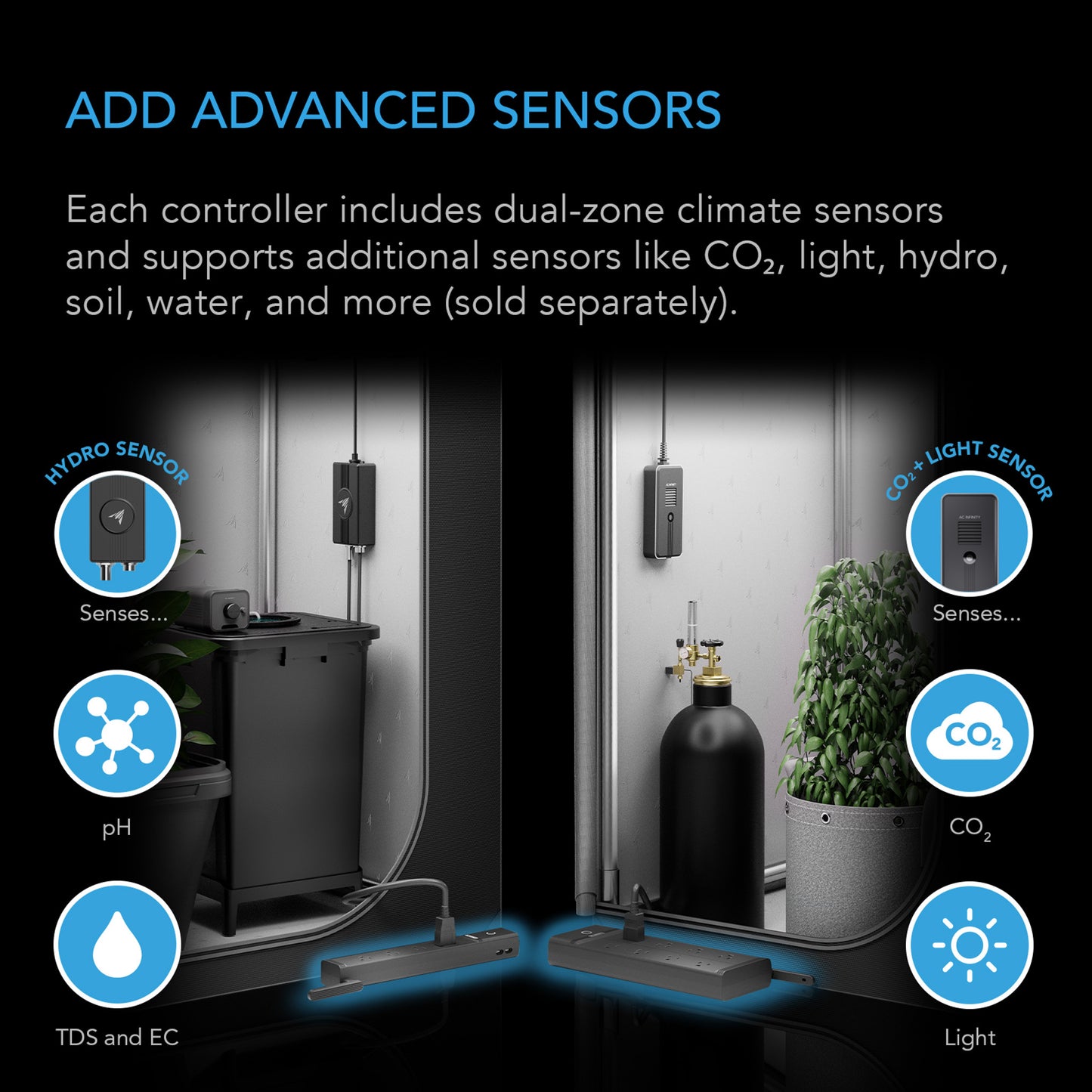 AC Infinity OUTLET AI+, Environment Controller 8-Outlet, with Temp Humidity VPD Sensor AC-ADA8