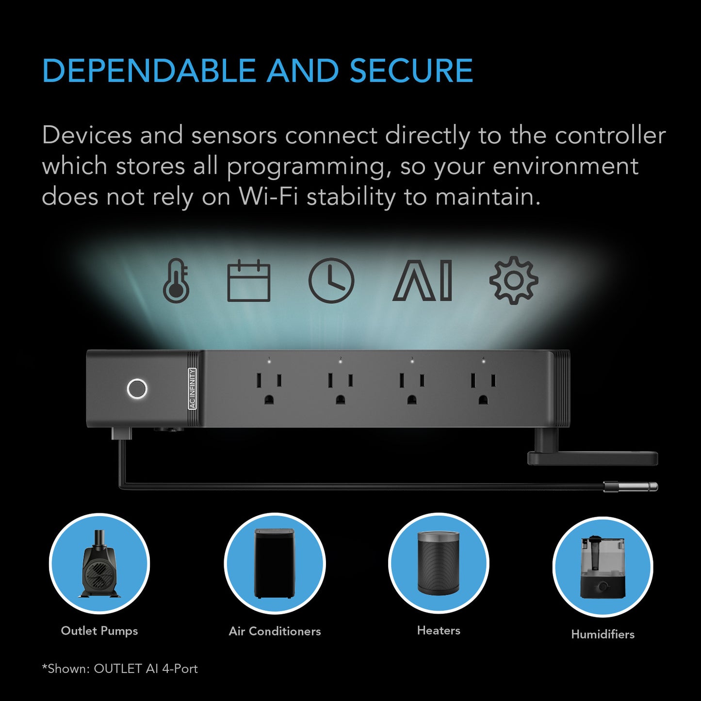 AC Infinity OUTLET AI+, Environment Controller 8-Outlet, with Temp Humidity VPD Sensor AC-ADA8