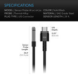 AC Infinity Climate Sensor for Controller AI+, Precise VPD, Temperature, and Humidity Readings, 24 ft. -AC-SPC24