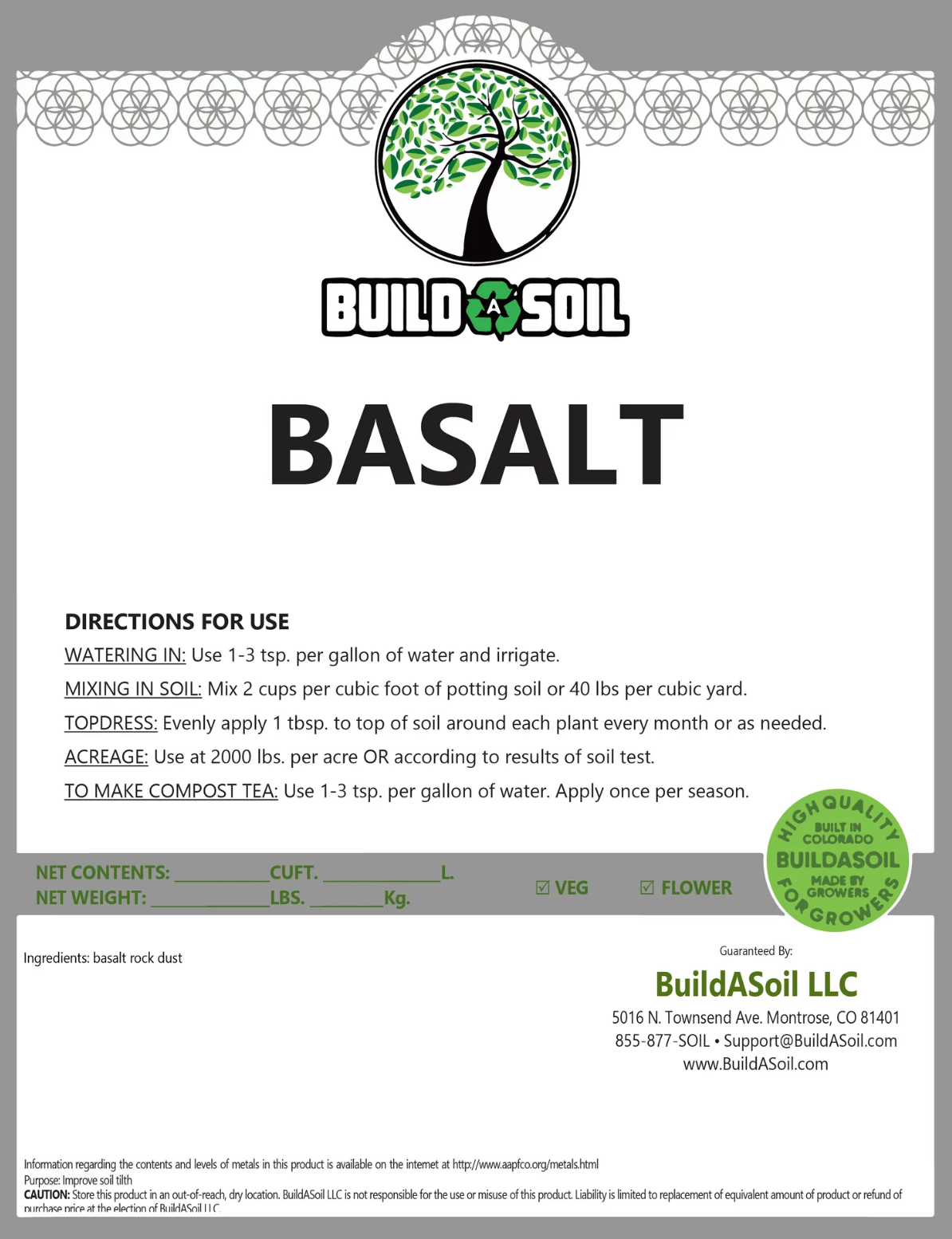 BuildASoil Basalt Rock Dust Soil Amendment 5lb