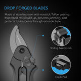 AC Infinity Stainless Steel Pruning Shear, 8” Bypass Blades - AC-PSA8