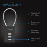 AC Infinity Combination Lock, Flexible Steel Cable Loop, 2-Pack - AC-NLA3-2