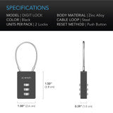 AC Infinity Combination Lock, Flexible Steel Cable Loop, 2-Pack - AC-NLA3-2