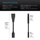 AC Infinity UIS to Molex Port Adapter Dongle, Conversion Cable Cord - AC-ADQ3