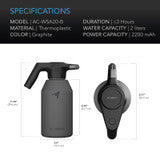 AC Infinity Automatic Water Sprayer, 2-Liter Electric Mister, Graphite - AC-WSA20-B