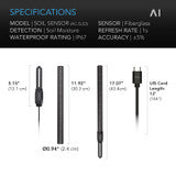 AC Infinity Soil Sensor Probe Exclusively for Controller AI+, Monitors Moisture and Saturation Levels, IP67-Water Resistant - AC-SLS3
