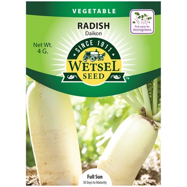 Wetsel Seed Vegetable, "Daikon Radish" 4g