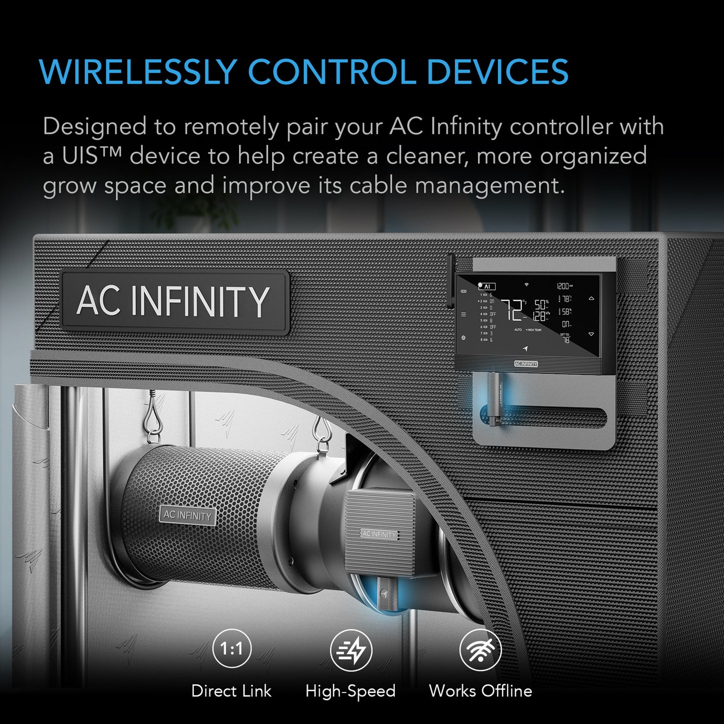Ac Infinity UIS 1-to-1 Wireless Transmitter & Receiver, for UIS Devices and Controllers AC-WTA3