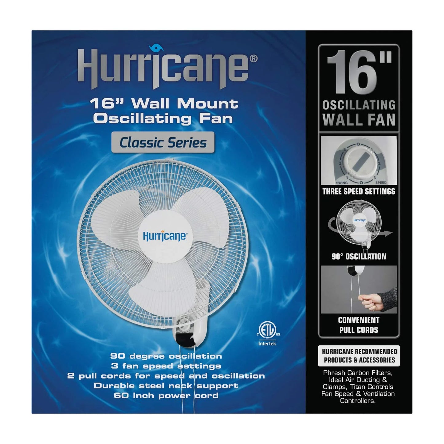 Hurricane® Classic Oscillating Wall Mount Fan 16"
